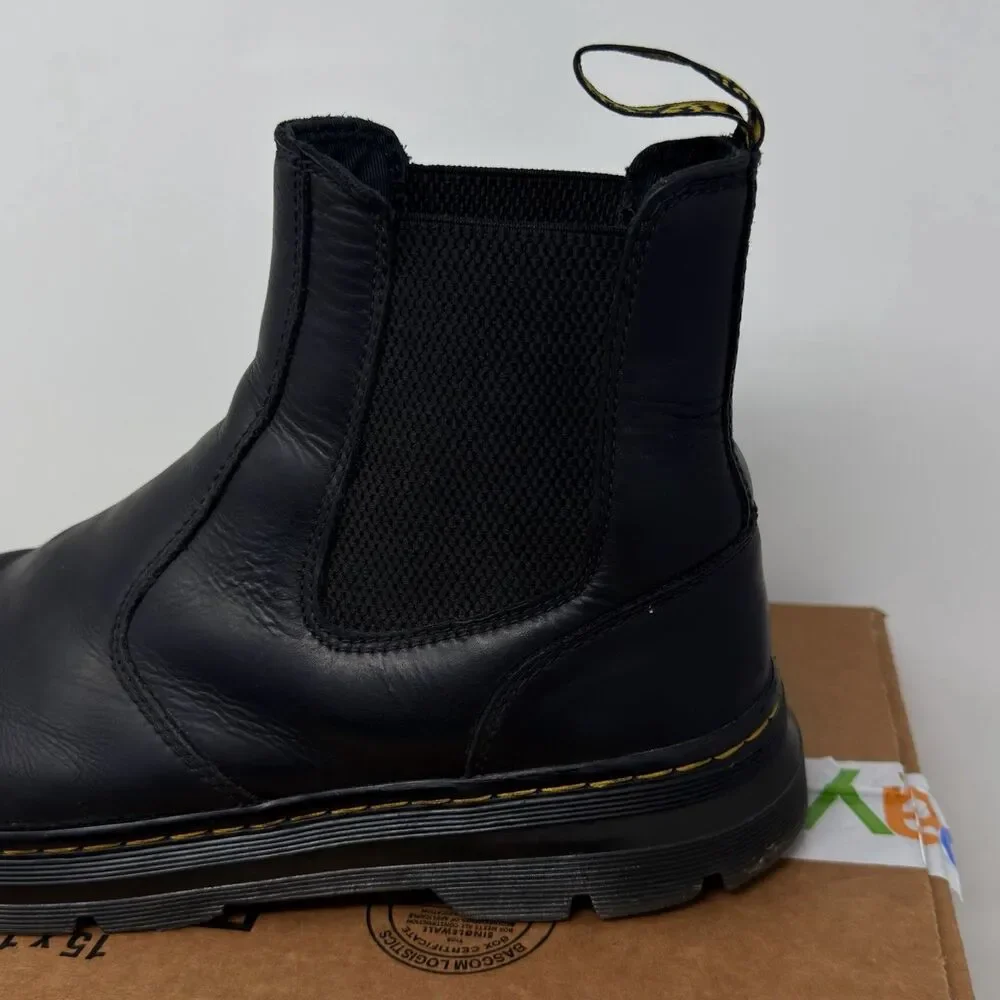 Dr. Martens Embury Chelsea Boots Black Leather Elastic Gore Men’s Size 12